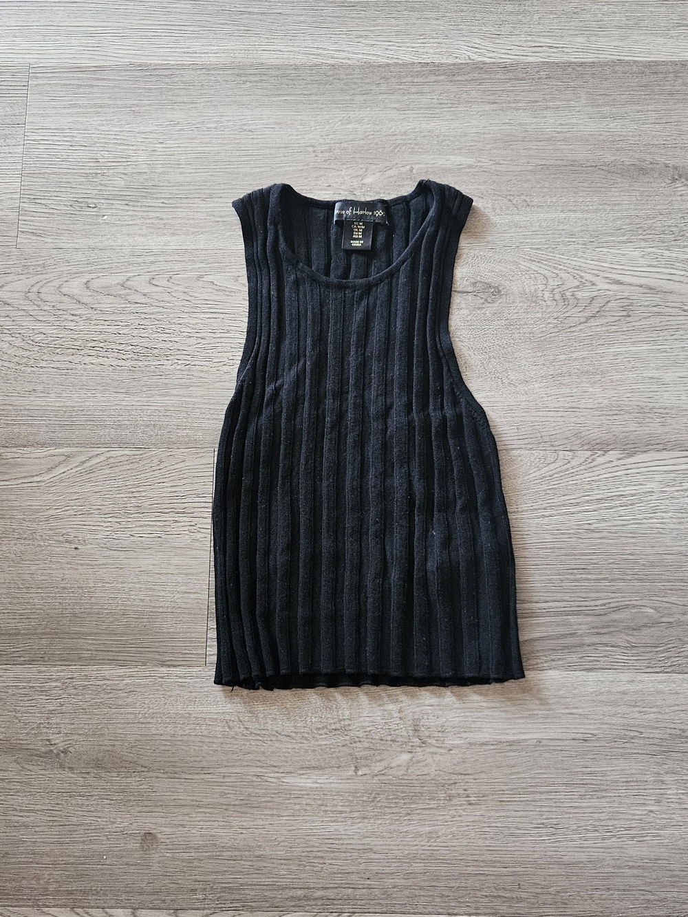 House of Harlow 1960 Black Ribbed Sleeveless Tank